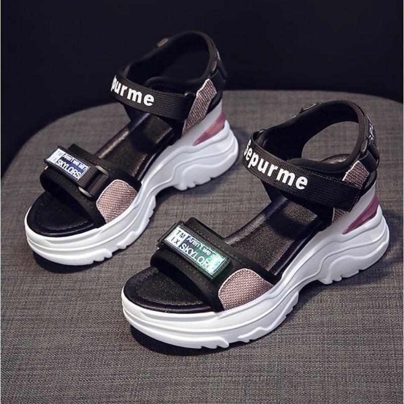 Летние женские сандалии на толстой подошве, на танкетке, повседневные, увеличивающие рост, сандалии на танкетке