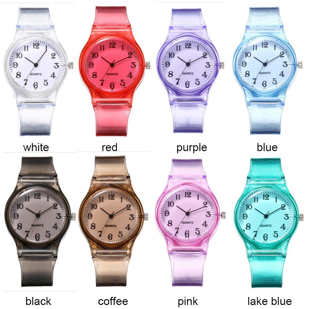 Women Transparent Silicone Wristwatch Student Clock Jelly Quartz Watch Candy Wrist Watch