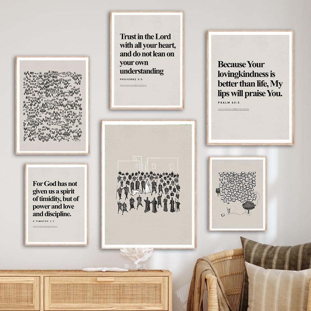 Jesus Art Canvas Print Bible Wall Art Poster Jesus Feed the 5000 Leaves The 99 Painting Pictures for Christian Faith Room Decor