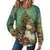 Женская мода Рождественский свободный топ с длинным рукавом и круглым вырезом