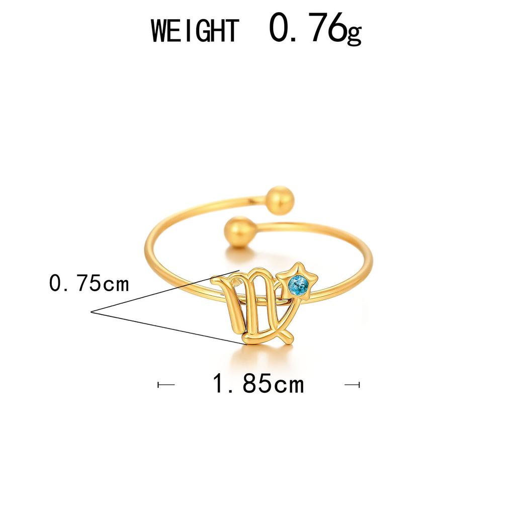 Personalized Ring, Stainless Steel Vacuum Plated 18K Gold Twelve Constellation Opening Single Bracelet.