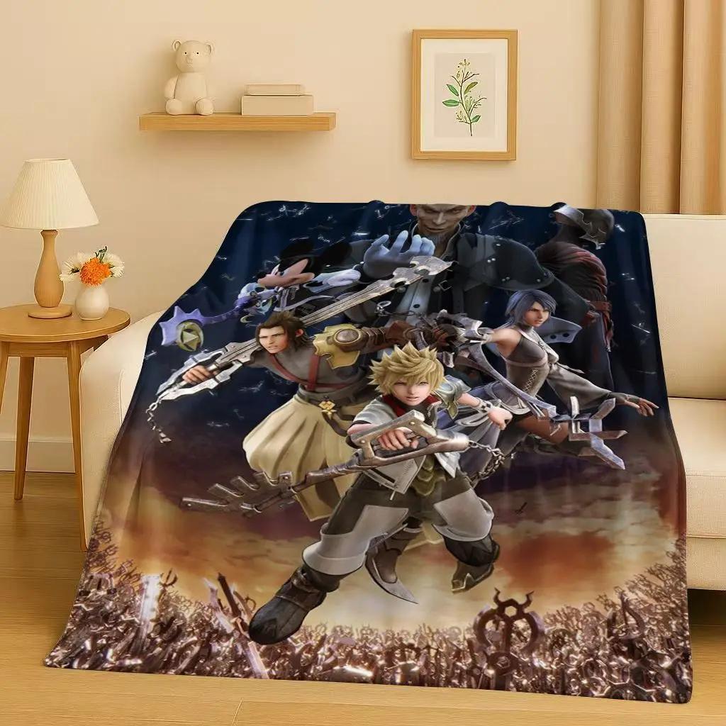 3D Kingdom Hearts Cartoon Game Mickey Flannel Blanket,Soft Plush Throw for Home Bedroom Bed Sofa Cover Christmas Gift