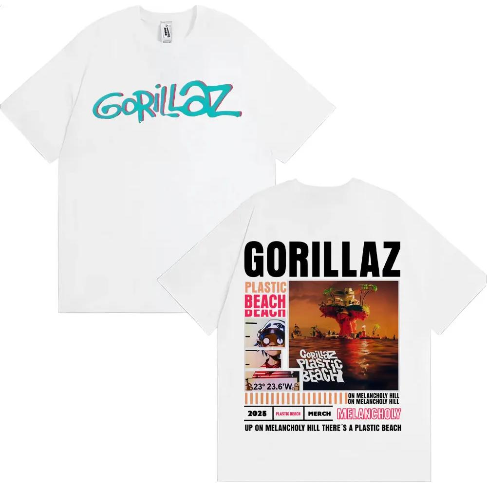 Рок-группа Gorillaz Мерч Мужская и Женская Ретро Мода Мультяшный Большой Хлопковый Повседневный Футболка