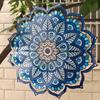 3D Mandala Wind Chime Wall Art - Handcrafted Teal & Blue Metal Garden Decor with Geometric Patterns, Indoor/Outdoor Hanging Ornament