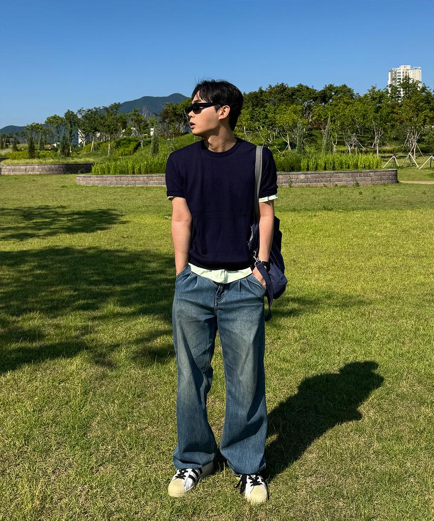 POLYGRAM Ribbed Round Short Sleeve Knit - 3 Colors
