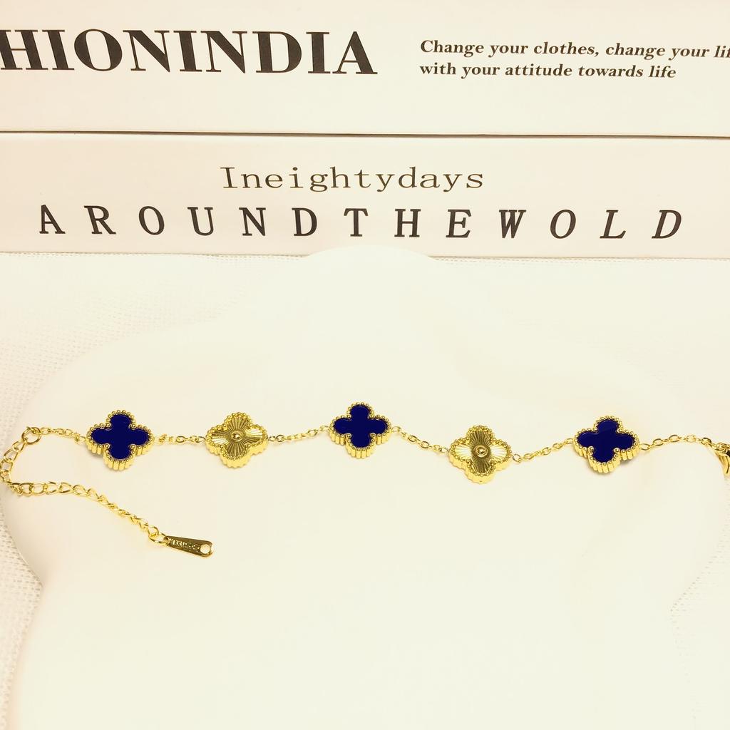 13 мм браслет с четырьмя листьями клевера и пятью цветами 18 карат модный высококачественный женский браслет