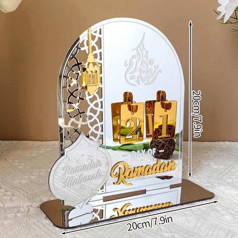 Acrylic Ramadan Countdown Calendar Gifts Gold Black Replacing Numbers Ramadan Mubarak Islam Advent Day Candelabras Wedding Decor