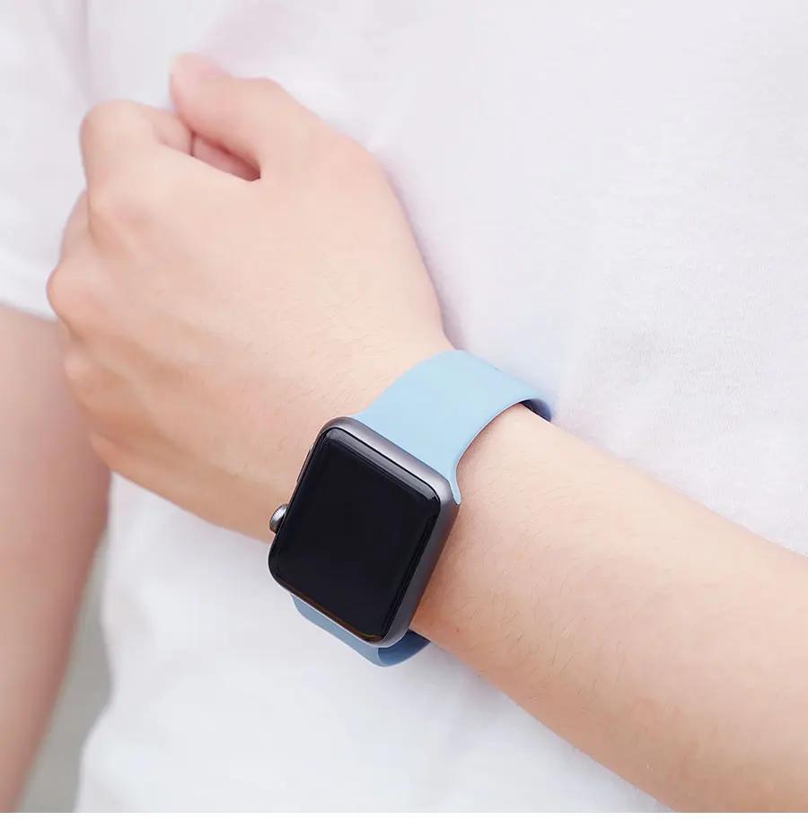 Силиконовый ремешок для Apple Watch Band 45 мм 44 мм 41 мм 40 мм 42 мм 46 мм ultra 49 мм Спортивный браслет correa серия 11 7 8 9 10 4 3 5 6 se