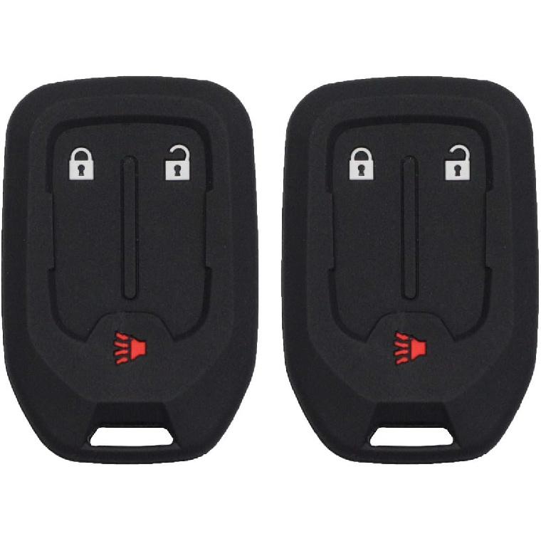 2pcs 3 Buttons Black Silicone Rubber Remote Smart Key Fob Case Cover Skin Protector Holder Jacket Compatible with GMC Acadia Terrain 2018