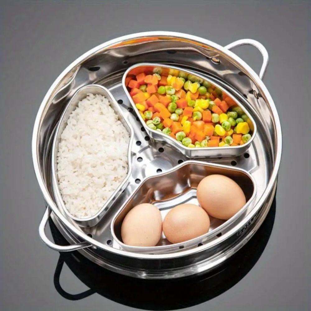 3PCS Serviceable Household Steaming Bowl Beautiful Divided Steaming Plate Kitchen