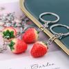 Cute Simulation Strawberry Keychain Lovely Fruit Keyring Car Key Holder For Women Girl Bag Pendant Decoration