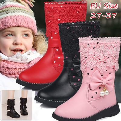Осенне-зимние новые черные детские сапоги, сапоги для девочек, детская обувь с высоким галстуком-бабочкой, сапоги принцессы для девочек, обувь для больших детей