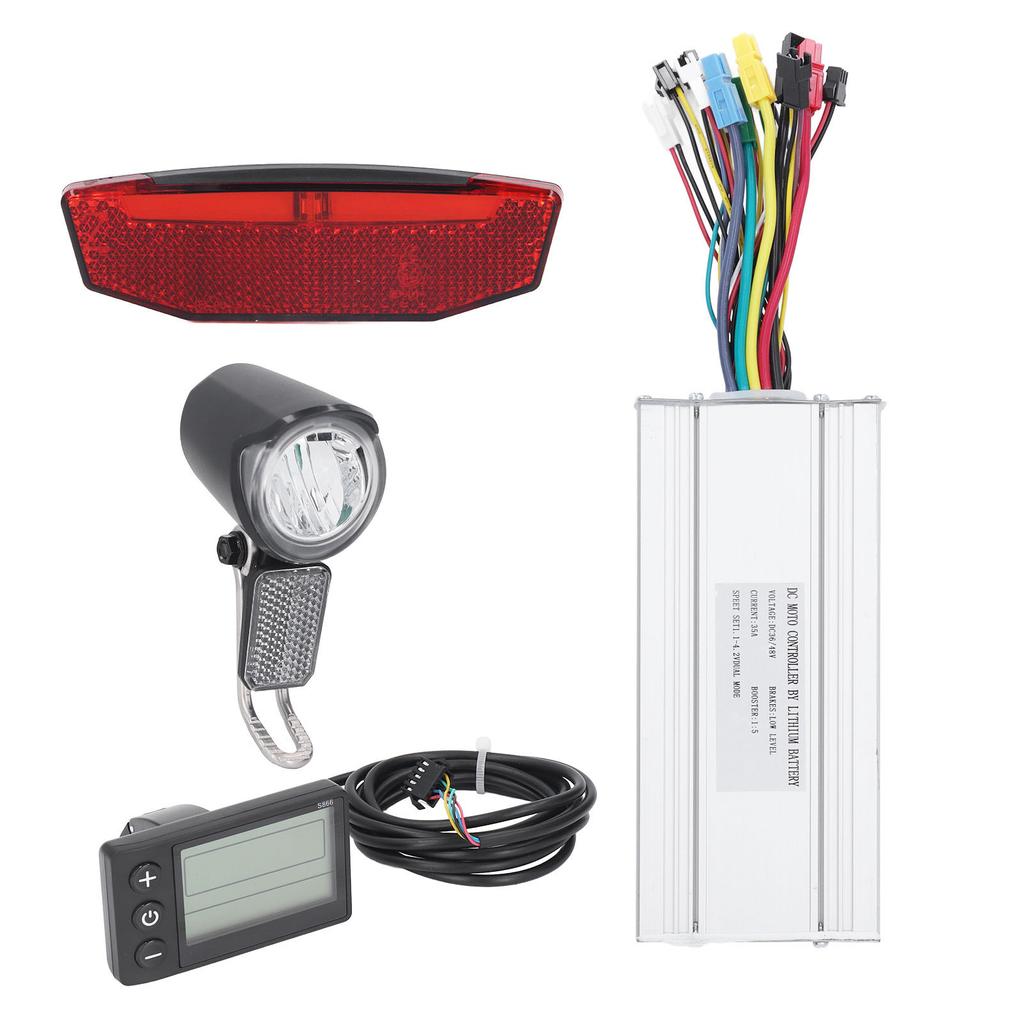 35A Motor Controller Kit with LCD S866 Panel Thumb Throttle Lights SM Connector Electric Bike Conversion Kit for 36V