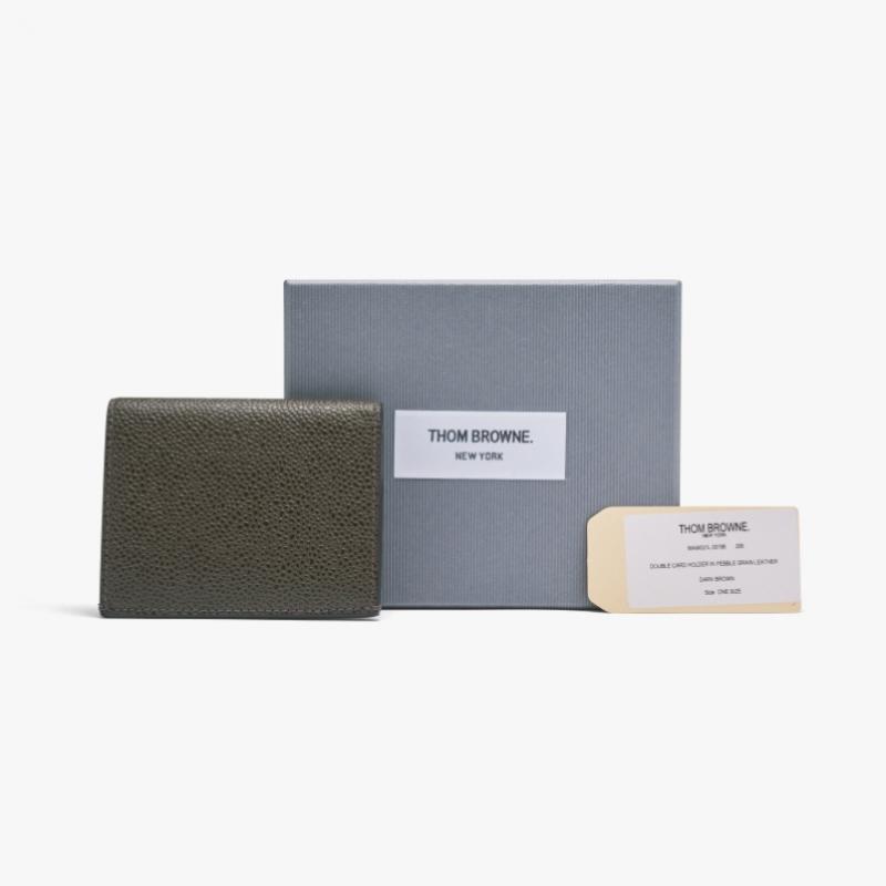 Thom Browne Pebble Grain Three Stripe Card Wallet Maw021l 00198 206
