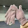1Pair Women Warm Winter Touch Screen Gloves Stretch Knit Mittens Wool Full Finger Female Crochet Glove