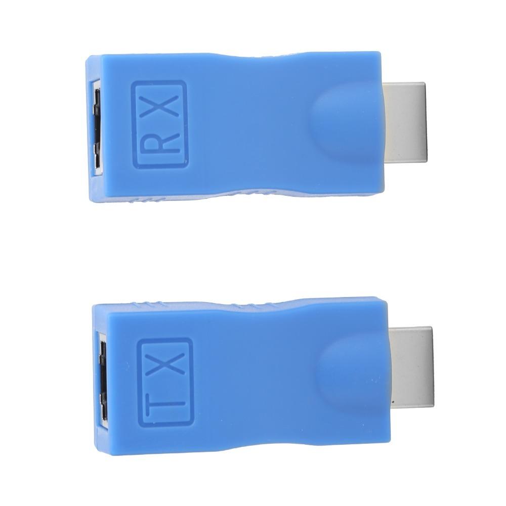 A Pair of 1080P Support 4K HD Male to RJ45 Female Extender Signal Adapter for Cat-5e/6 for DVD