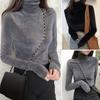 Women Blouse Solid Color Turtleneck Long Sleeve Slim Fit Coldproof Pullover Autumn Winter Plush Commuter T-shirt Bottoming Shirt Streetwear