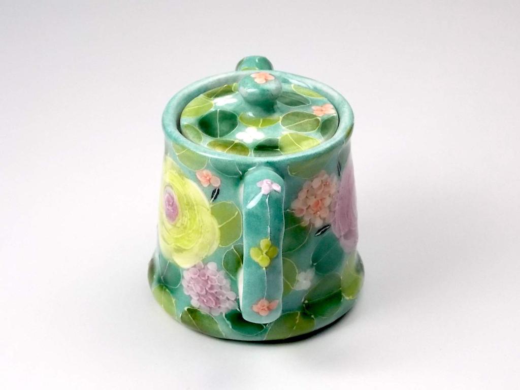 Kobo Yuzuriha Ryokusai Rose Pot Teapot 400cc Seto Ware Birthday Present Day Mother's