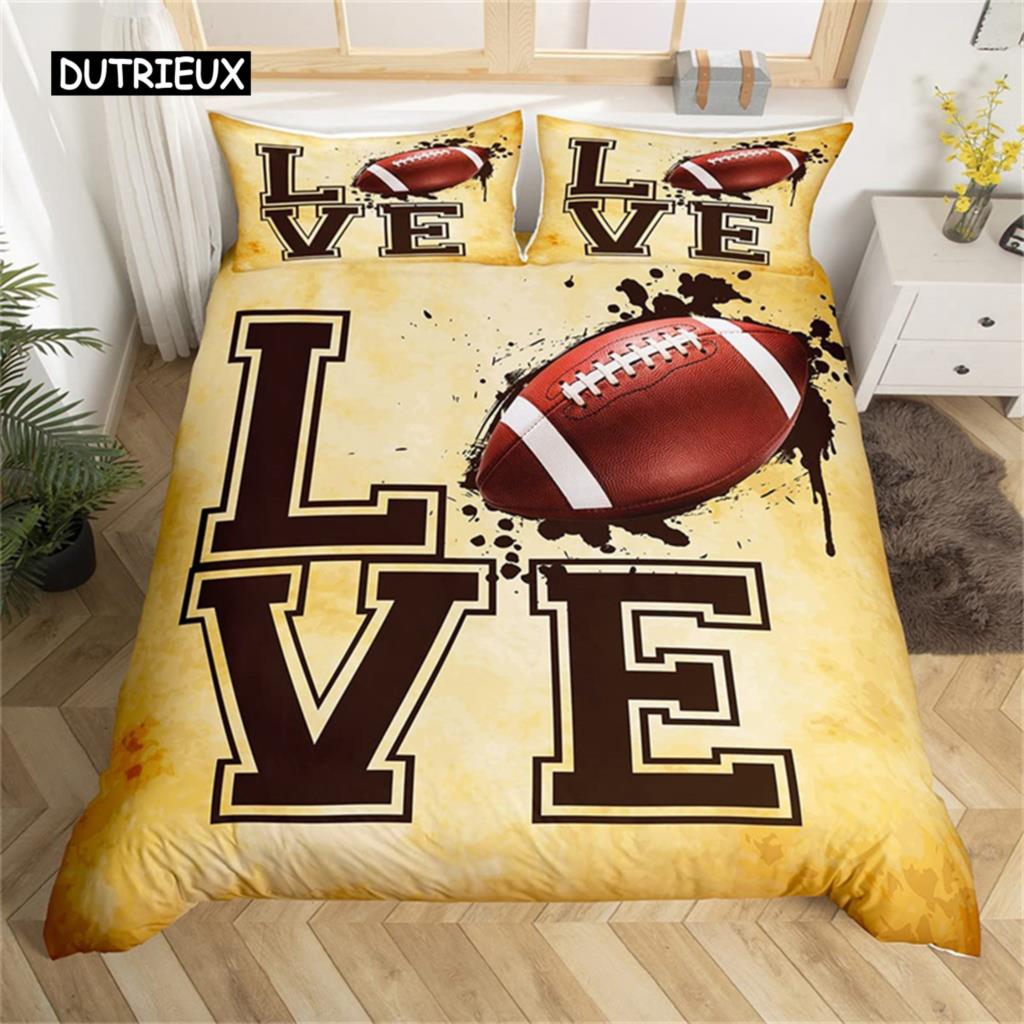 Bedding Set Microfiber Sport Theme Bedspread Cover Soccer Field Duvet Cover Double or Single Football Comforter Cover Bedroom