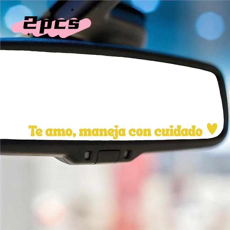 2Pcs Waterproof Car Mirror Stickers Te Amo Maneja Con Cuidado No Residue Decals for Car DIY Accessories