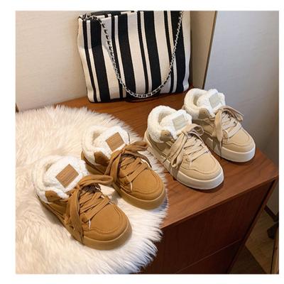Осенне-зимние теплые кожаные с вставками из овечьей шерсти белые туфли для девочек, спортивная и повседневная обувь на толстой подошве с увеличением роста