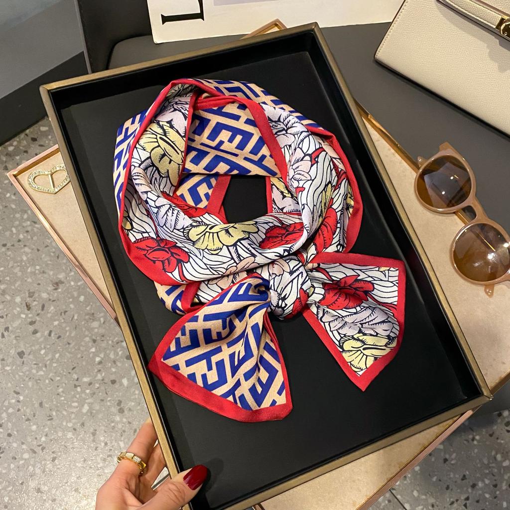 Luxury Summer Long Silk Scarf Female Animal Horse Print Thin Narrow Scarf Bag Hair Band Ribbon Scarfs Women Neckerchief