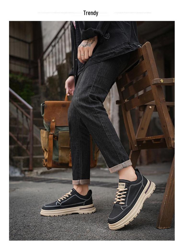 Мужские осенние ботинки Martin: Трендовые кожаные ботильоны на толстой подошве для работы, повседневной носки и катания на скейте.