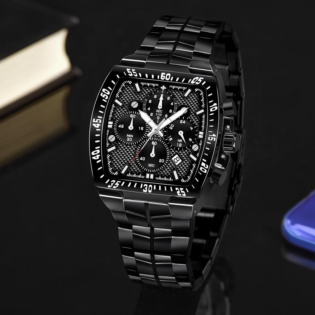 WWOOR Роскошные мужские часы классические многофункциональные спортивные хронограф оригинальные кварцевые часы для мужчин водонепроницаемые из нержавеющей стали