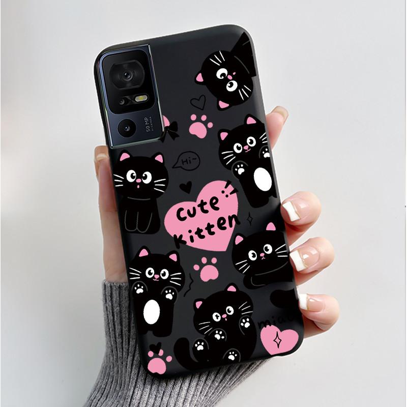 Phone Cover For TCL 40 SE 40 XL 40T Case Silicone Luxury Butterfly Flowers Black Bumper Soft TPU Coque for TCL 40SE 40XL Funda