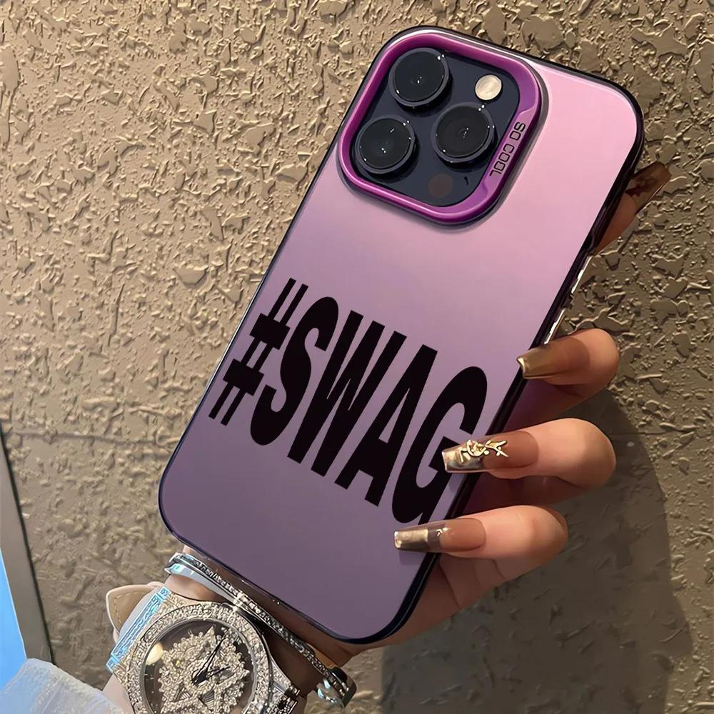 Чехол для телефона Y2K #SWAG с буквами для iPhone 17 Air 16 E 15 14 Plus 13 12 Mini 11 Pro Max Акриловый лист Силиконовый Мягкий край Жесткий чехол