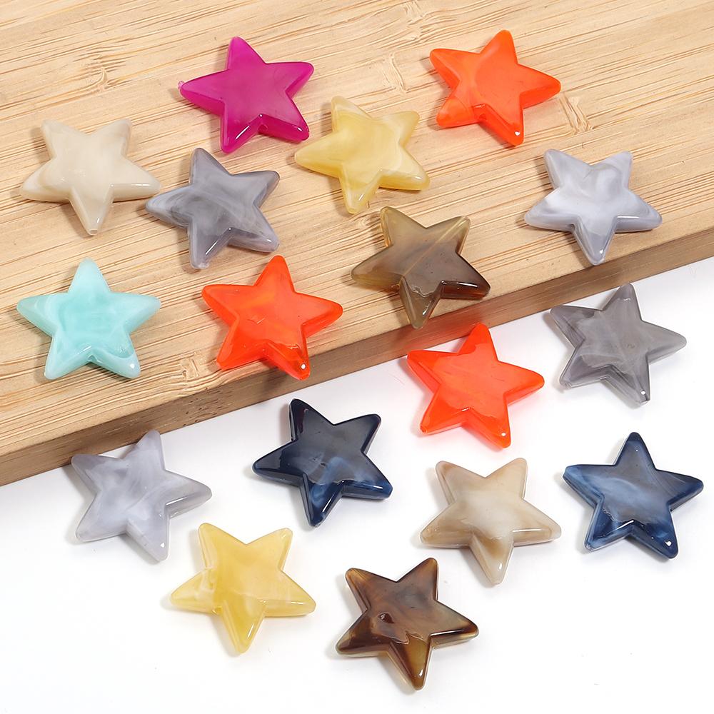 50pcs/lot 21mm Dual Color Acrylic Star Beads Loose Spacer Pentagram Beads For DIY Bracelet Phone Chain Jewelry Decor Accessories