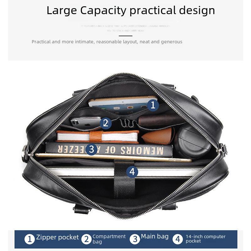 Мужской портфель для ноутбука 15 дюймов из натуральной кожи Jiameida - деловая черная сумка