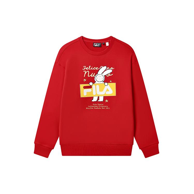 Fila CNY X Кролик Буэр Свитшоты Унисекс Красный Круглый Вырез Средняя Обычная Посадка F11U319202F-RD