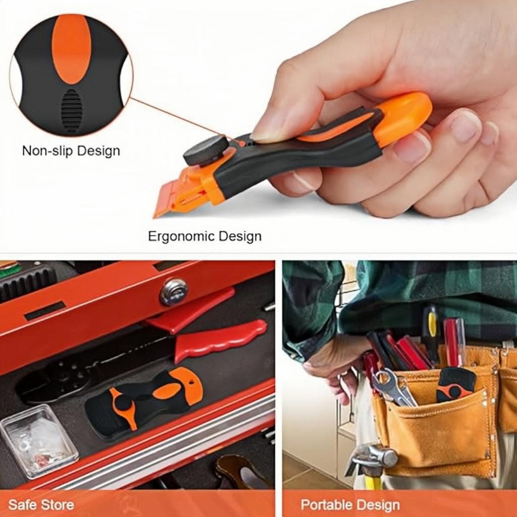 1PC Double Edged Scraping Tool with Extra 10 Plastic Razor Blades & 10 Metal Blades, Multi-Purpose Cleaning Razor Squeegee Knife