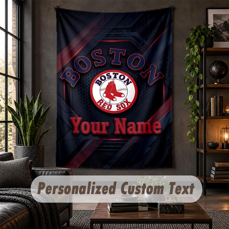 Personalized Wall Tapestry,Boston Red Sox Custom Text, Soft Fabric Wall Art For Indoor Decoration