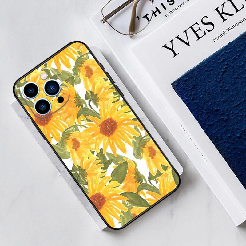 Sunflower Floral Case For iPhone 17 Air 15 14 11 16 Pro Max 13 12 Mini 15 16 Plus 16e Funda Silicone Cover