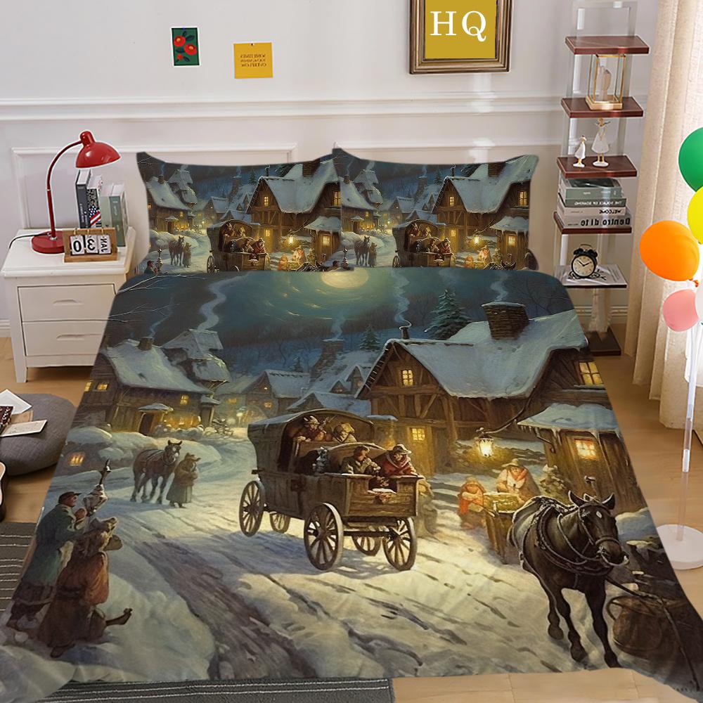 Christmas New Style Printed Full Size Bed Clothes Microfiber Highend Duvet Cover Children Bedroom Decor