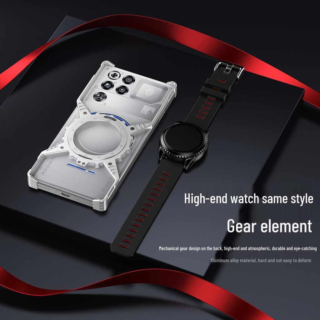 Чехол Metal X-Shape для Red Magic 11 Pro+ с магнитной светящейся шестерней и вращающейся подставкой