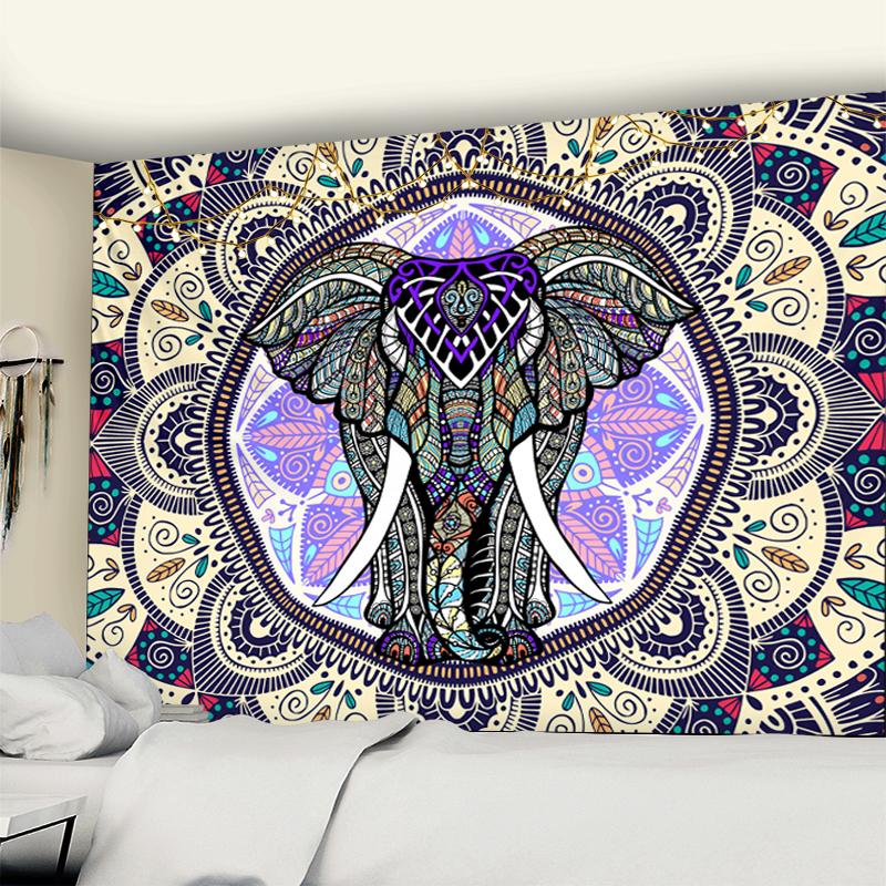 Гобелен с мандалой и слоном, настенный подвесной богемный индийский абстрактный психоделический узор с принтом, фоновая ткань, домашний декор