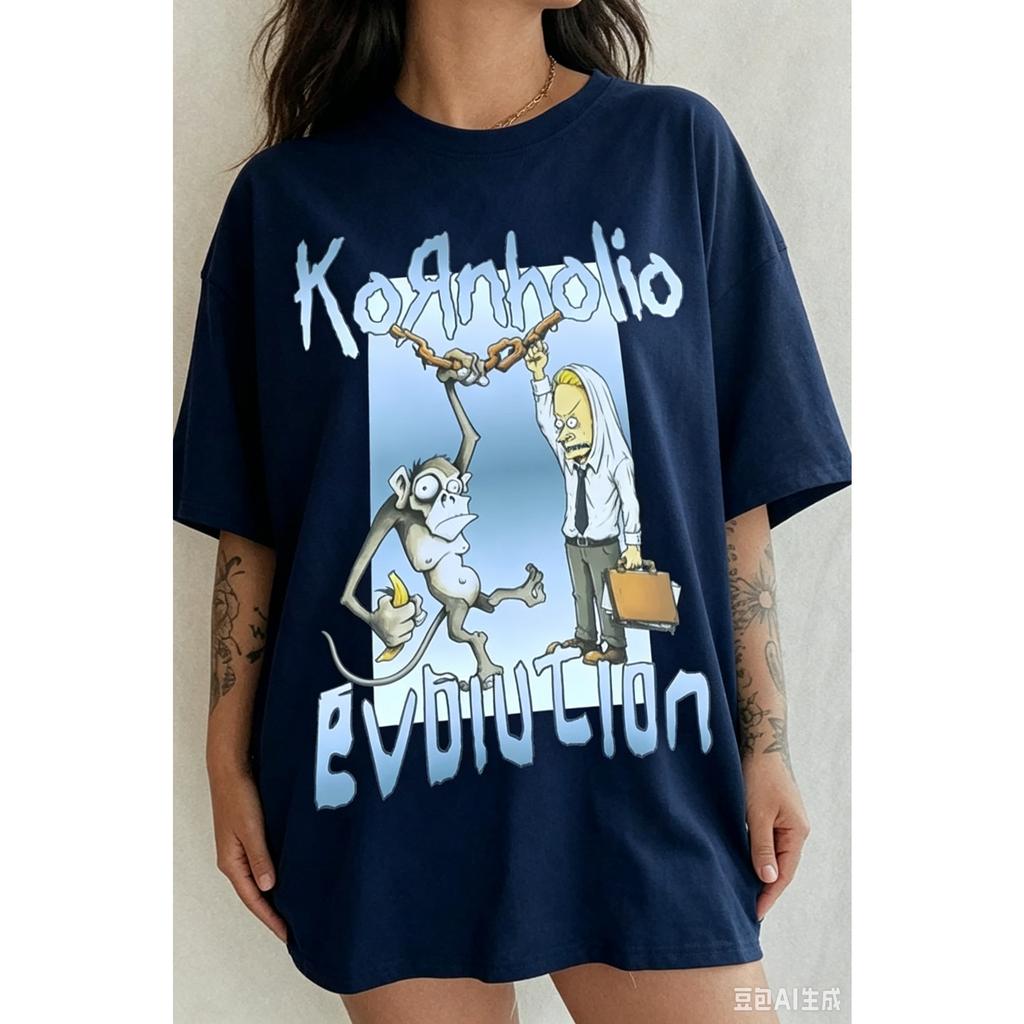 Korn Band T-shirt Men Women Oversized Streetwear Y2k Retro Hip Hop Harajuku High Street Short Sleeve Comfortable Casual Loose Female Male Clothing