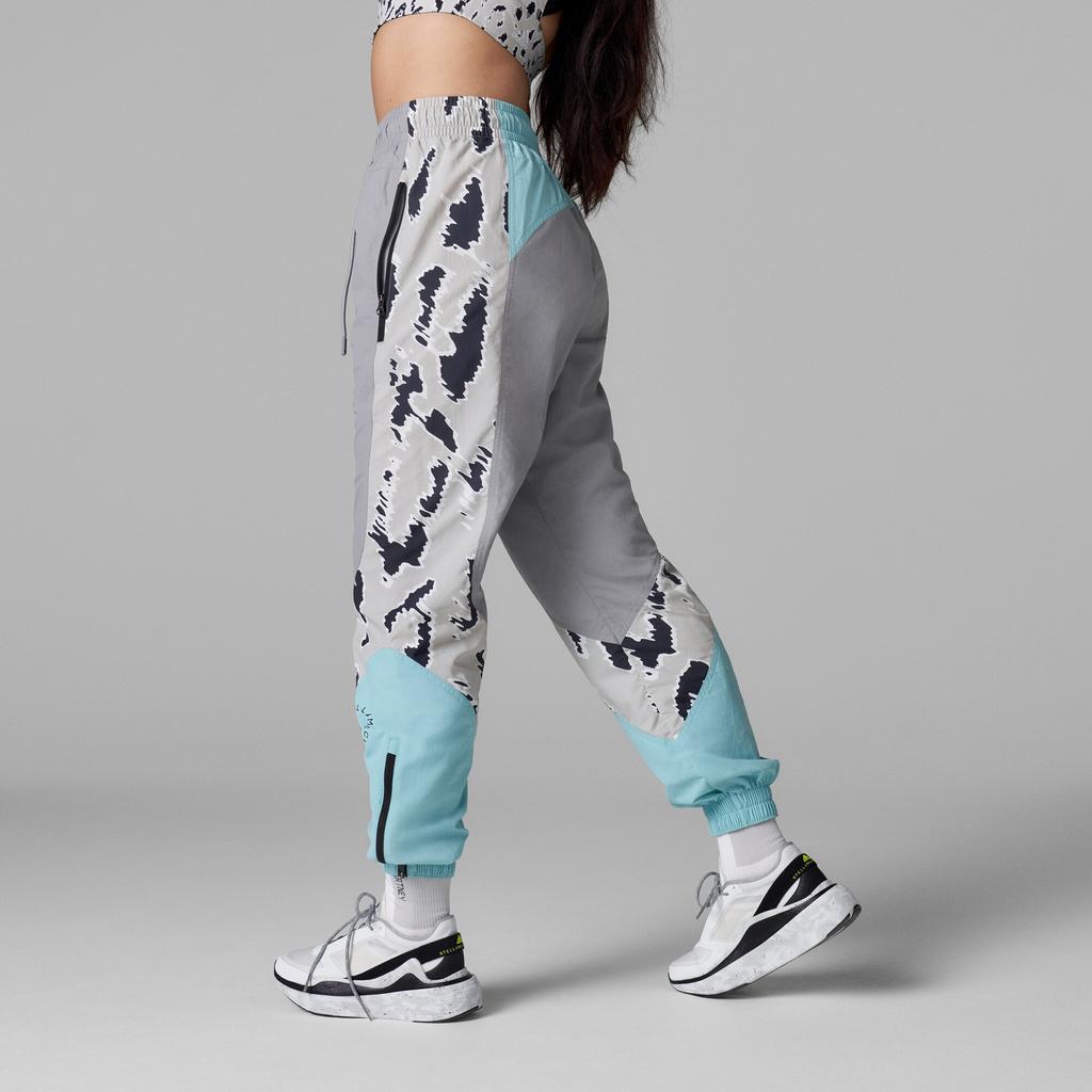 adidas Спортивные брюки Stella McCartney Color Blocked с завязками на шнурке, женские, алюминиево-серые, водно-зеленые HA8967