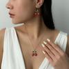 Love and Charming Fashion Ins Wind Metal Fruit Strawberry Cherry Women's Necklace Earrings Jewelry Set