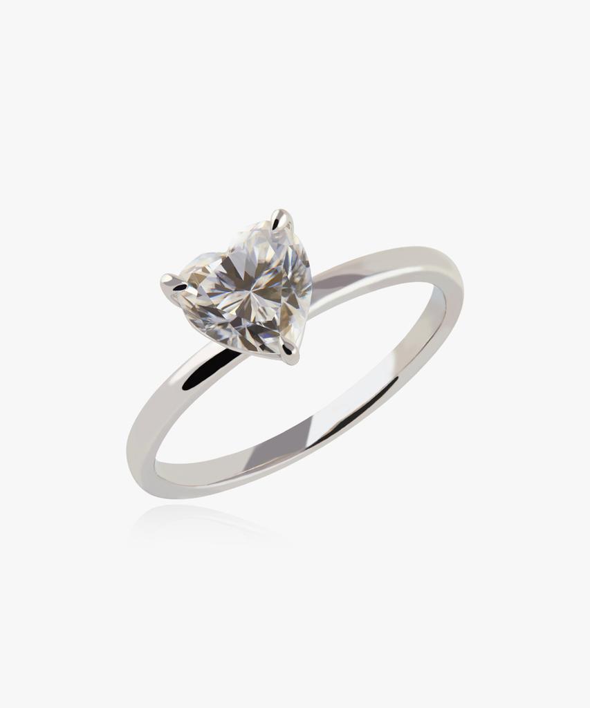 Helene Jewelry Серебро 925 пробы 1 карат Муассанит огранки «сердце» Кольцо «Мисс» (Тип А)