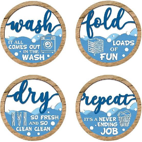 CHDITB 4Pcs Wooden Bird on Birch Tree Branch Wall Art, Boho Modern Green Leaves Silhouette Bird Laser Cut Artwork, Rustic Farmhouse Nature Wall