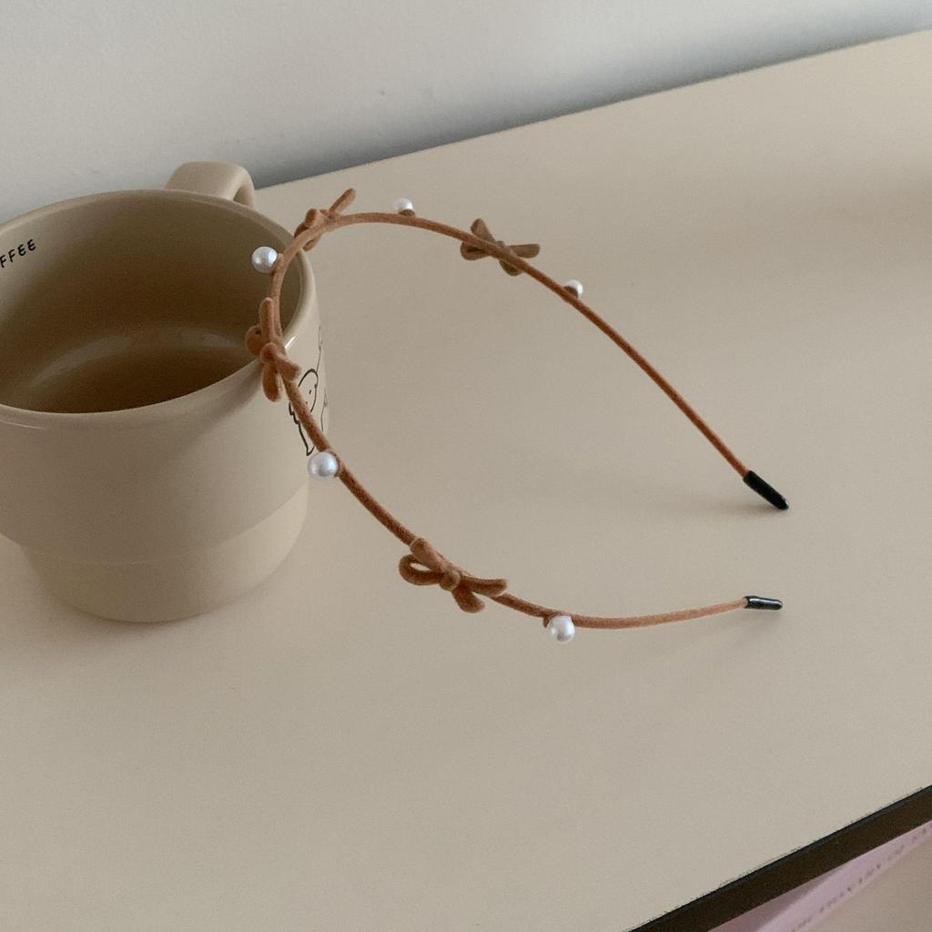 Повязка на голову Runaway Princess Pearl Bow Flocked - Женская осенне-зимняя мода