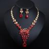 Light Luxury Crystal Gemstone Necklace Earrings Set Dress Banquet Women'S Accessories