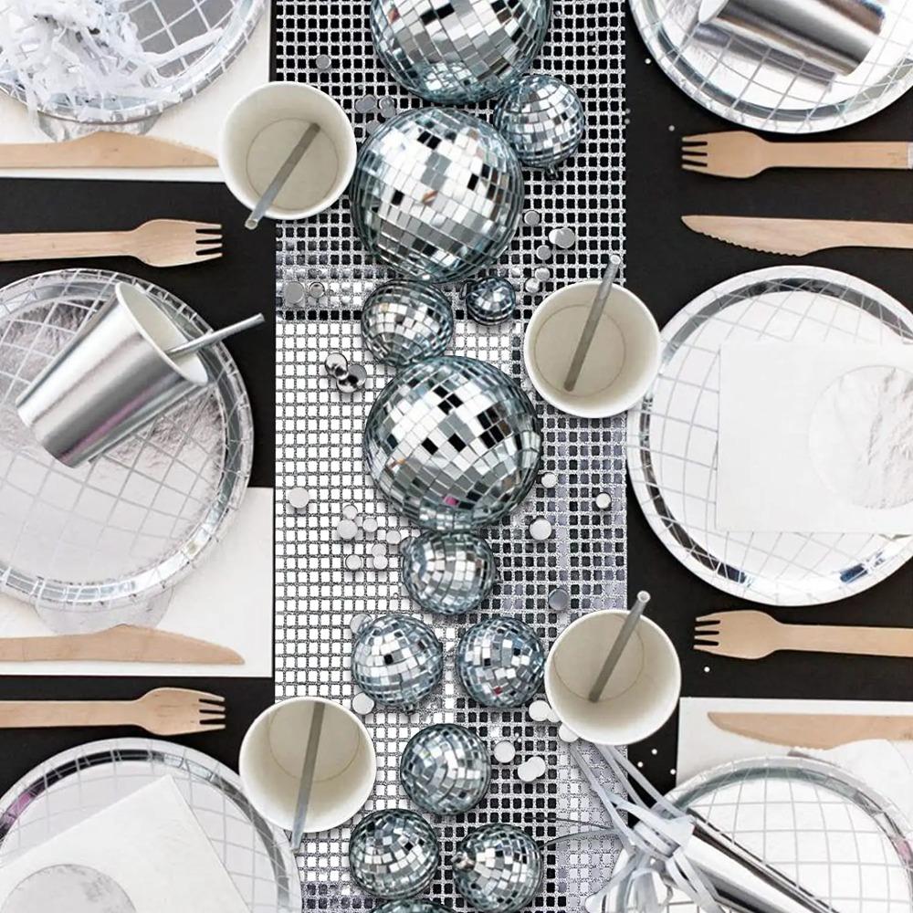 Sequin Table Cover Mirror Design Tablecloth Party Supplies Disco Table Runner Wedding