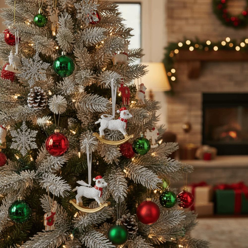 Painted 3D Christmas Decor Pendant Creative Christmas Hanging Ornament Wreaths Branches
