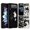 Жесткий ПК чехол для телефона Samsung Galaxy Z Flip 7 6 5 4 Черная крышка для Galaxy Z Flip 3 Складной Ударопрочный Мультяшный Кот Fundas Сумки