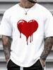 Белая Унисекс Футболка с Дизайном 'Сердце Капает' Streetwear Мода Графическая Футболка Повседневная Летняя